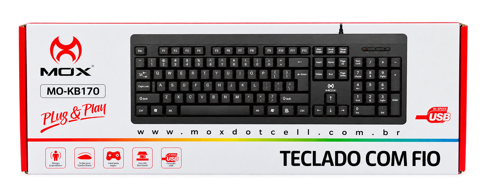 Teclado com Fio MOX MO-KB170